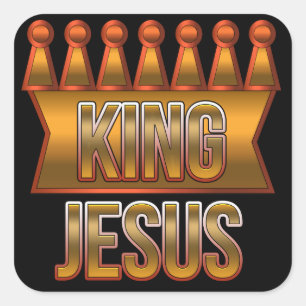 イエス・キリストGold Crown Christian王のステッカー スクエアシール