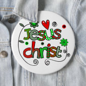 イエス・キリストIドードルI Wht I巨大6x6ボタン 缶バッジ (インサイチュ)