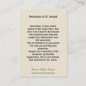 イエス・キリストMemorareの神聖なカードとのセントジョーゼフの歩く 名刺 (裏面)