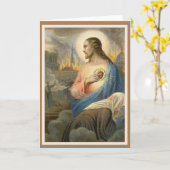 イエス・キリストNotre Dameの宗教祈りの言葉の神聖なハート カード (黄色い花)