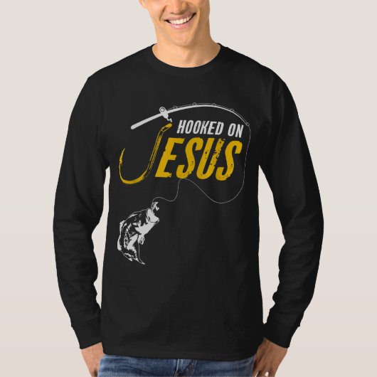 イエス・クリスチャンおもしろい魚釣りに夢中 Tシャツ (正面)