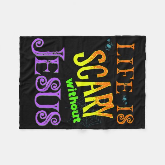 イエス・クリスチャン・ハロウィーンがないと人生は怖い フリースブランケット (正面(横))