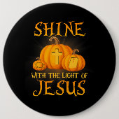 イエス・クリスチャン・ハロウィーンの光で輝く 缶バッジ (正面)