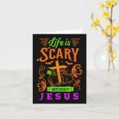 イエス・クリスチャン・ハロウィーンJeなしでは、人生は怖い カード (黄色い花)