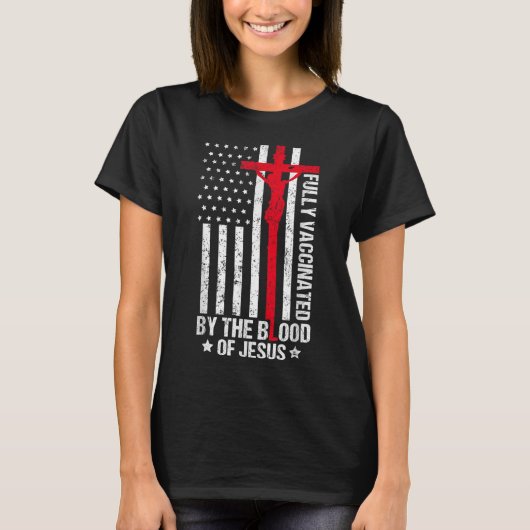 イエス・クリスチャンWの血によって完全に予防接種される Tシャツ (正面)