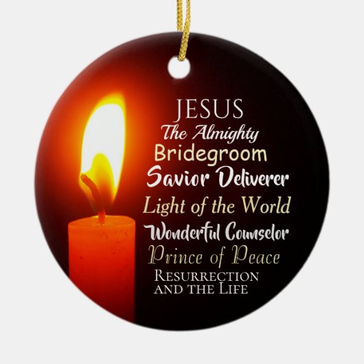 イエス・クリスマス、平和の王子、救い主の名前 セラミックオーナメント (正面)