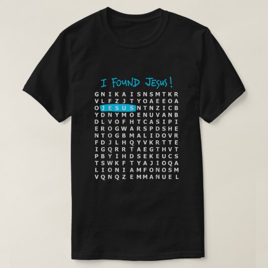 イエス・クロスワードパズル・クリスチャン・シャツを見つけた Tシャツ (デザイン正面)