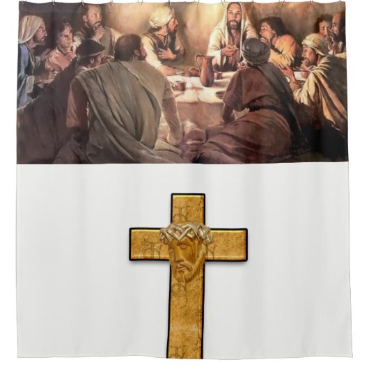 イエス・クロス白黒ショーカーテン シャワーカーテン (正面)