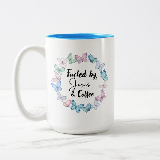 イエス&コーヒー大マグカップによって燃料 ツートーンマグカップ (左)