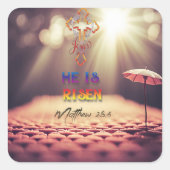 イエス・ゴールデンクロス彼はマタイ28:6 スクエアシール (正面)