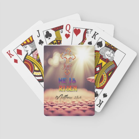 イエス・ゴールデンクロス彼はマタイ28:6 トランプ (裏面)