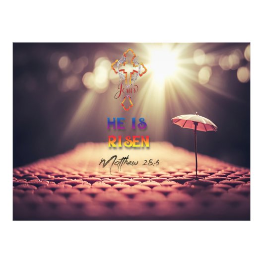 イエス・ゴールデンクロス彼はマタイ28:6 フォトプリント            (正面)