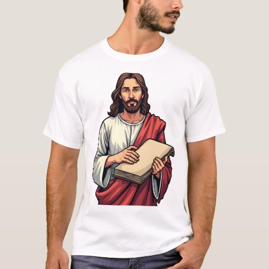 イエス・スクロール聖書ビンテージ風彫刻Tシャツ2 Tシャツ (正面)