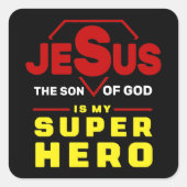 イエス・スティック、クリスチャン・ギフト私のスーパーヒーローはイエス スクエアシール (正面)