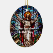 イエス/ステンドグラスハッピーイースター編集可能文字 セラミックオーナメント (右)