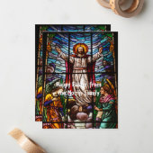 イエス/ステンドグラスハッピーイースター編集可能文字 ノートカード (正面/裏面インサイチュ)