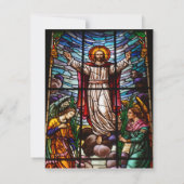 イエス/ステンドグラスハッピーイースター編集可能文字 ノートカード (裏面)