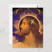 イエス・ステンドグラスAIがアート葉書を制作 ポストカード (正面/裏面)