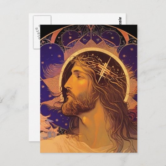 イエス・ステンドグラスAIがアート葉書を制作 ポストカード (正面/裏面)