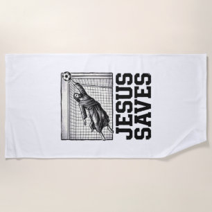イエス・セイヴス サッカー ゴールキーパー ヴィンテージ風Tシャツ ビーチタオル