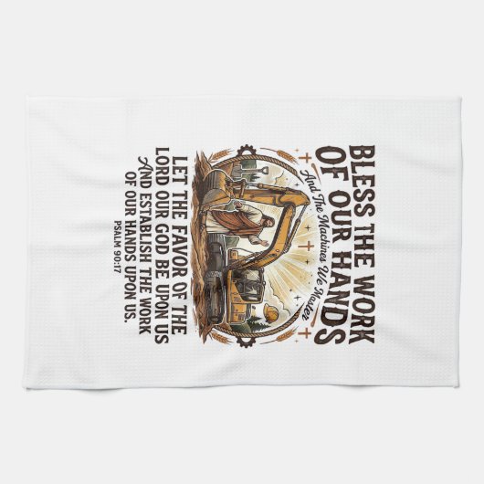 イエス・ディーゼルメカニック重機Tシャツ信仰 キッチンタオル (横)