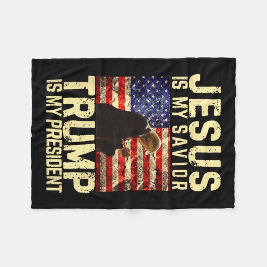 イエス・トランプ・ティー – イエスは私の主である救い主である私のトランプ フリースブランケット (正面(横))