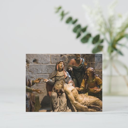 イエス・ノートルダム・デ・パリを保持する彫刻メアリー ポストカード (スタンド正面)