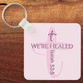 イエス・バイブル聖句キリスト教信仰ハートによって癒される キーホルダー (正面)