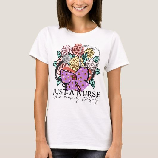 イエス・バウ聴診器フローラを愛するナース Tシャツ (正面)