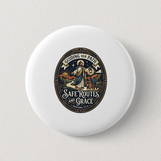 イエス バスドライバー 交通従事者 Tシャツ 信仰に基づく 缶バッジ (正面)