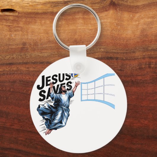 イエス・バレーボ救レス・おもしろいキリスト教信仰 キーホルダー (裏面)