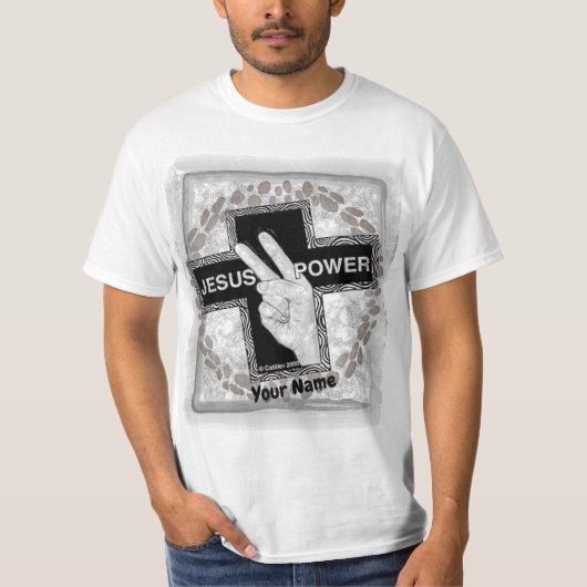 イエス・パワー・キリスト教の十字架Tシャツ Tシャツ (正面)