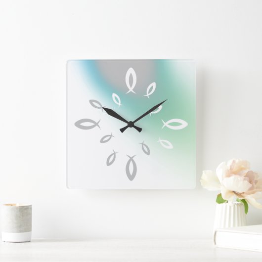 イエス・フィッシュ スクエア壁時計 (ホーム)