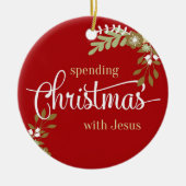 イエス·フォトネーム付き記念カスタムクリスマス セラミックオーナメント (正面)