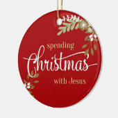 イエス·フォトネーム付き記念カスタムクリスマス セラミックオーナメント (左)