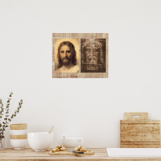 イエス・ホリー顔とトリノのシュラウド ポスター (キッチン)