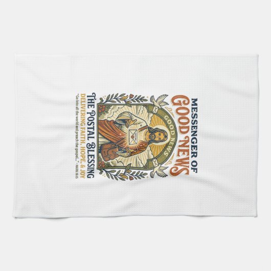 イエス ポスト係 配達Tシャツ 信仰ベース デザイン キッチンタオル (横)