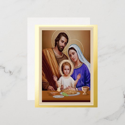 イエス・マリアとヨセフ 箔シーズンポストカード (正面/裏面)