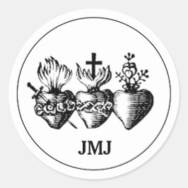 イエス・マリアとヨセフJMJのハート ラウンドシール