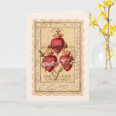 イエス・マリア・ヨセフの宗教ハート カード (黄色い花)