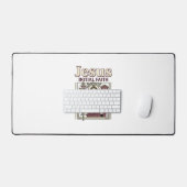 イエス・モノグラムイニシャル信仰イエス・モノグラムイニシャル デスクマット (キーボード&マウス)