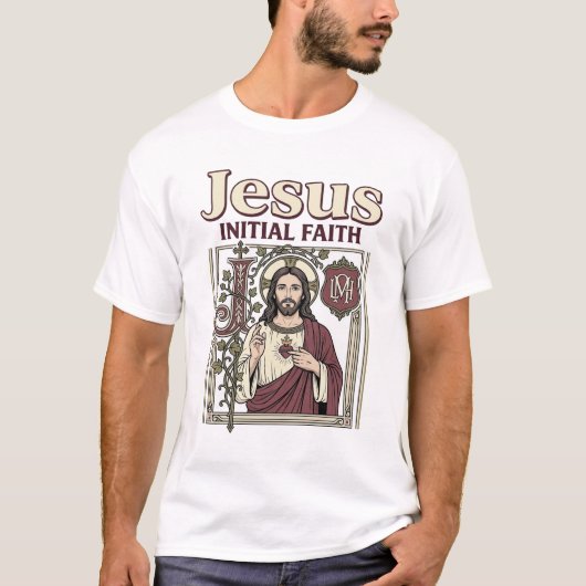 イエス モノグラム イニシャル 信仰 イエス モノグラム イニシャル Tシャツ (正面)