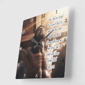 イエス:ヨハネ3:16,永遠の命 スクエア壁時計 (傾斜)