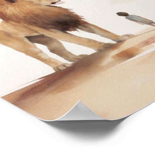 イエス,ライオンと子供,デジタルプリント,イエス ポスター (角)