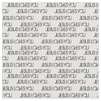 イエス·ラブズ·ユー·ブラック·フォント·ホワイト ファブリック