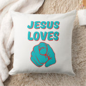 イエス・ラブズ・ユー・信仰に基づく引用文 クッション (ブランケット)