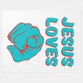 イエス・ラブズ・ユー・信仰に基づく引用文 フリースブランケット (正面(横))