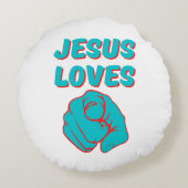 イエス・ラブズ・ユー・信仰に基づく引用文 ラウンドクッション (裏面)