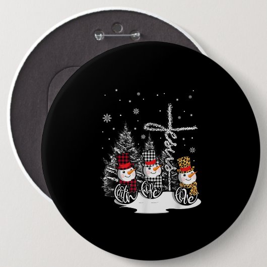 イエス·ラブ|イエスファイトホープラブ雪だるま 缶バッジ (正面&裏面)
