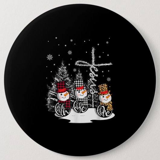 イエス·ラブ|イエスファイトホープラブ雪だるま 缶バッジ (正面)